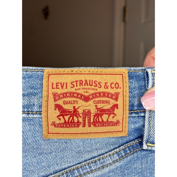 LEVI'S Ribcage Straight Ankle Jeans Womens 25x27 Blue Button Fly Denim Stretch - Picture 9 of 9